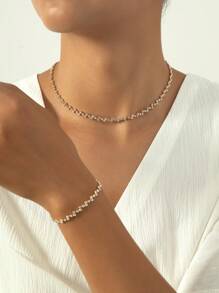 1 件豪華水鑽派對珠寶套裝,包括項鍊和手鍊