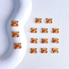 10 件随机混合卡通棕熊图案 DIY 美甲装饰