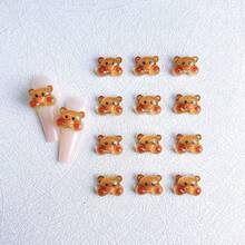 10 件随机混合卡通棕熊图案 DIY 美甲装饰