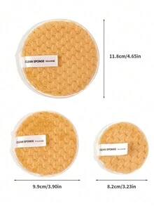 3pcs/set Soft Makeup Remover Pads for All Skin(S, M, L Size), Washable Rounds Wipes Reusable Microfiber Gentle Face Cleansing Cloth for Face,Eye,Lips - Yellow - View 3