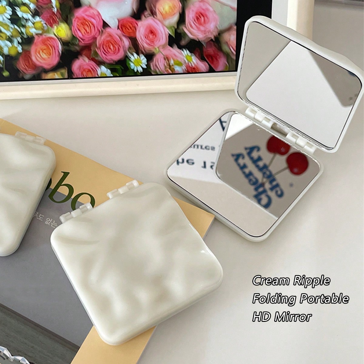 1 pezzo Specchio portatile reversibile, superficie a rilievo, elegante e semplice, adatto per portare con sé e usare a casa, specchio compatto, specchio da toeletta tascabile, decorazione per soggiorn 