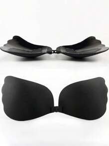 Stick On Bra Strapless Backless Adhesive Wing Breathable Design(1pair Dual Color Mango Cups) - Black - View 2