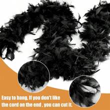 1根2碼80克白色火雞羽毛蟒蛇,diy手工藝品,婚禮、派對、舞會、萬聖節、聖誕節服裝、家庭裝飾 - 黑色 - 查看 5