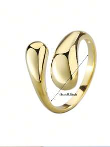 1件女士時尚不鏽鋼可調節開口戒指,多種波浪設計風格,美歐風格,高端感,適合食指,極簡且多用途珠寶,完美禮物