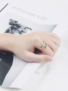 1件女士時尚不鏽鋼可調節開口戒指,多種波浪設計風格,美歐風格,高端感,適合食指,極簡且多用途珠寶,完美禮物