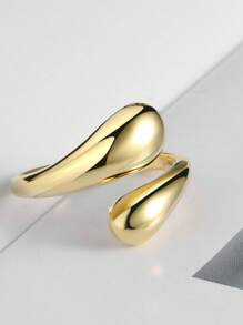 1件女士時尚不鏽鋼可調節開口戒指,多種波浪設計風格,美歐風格,高端感,適合食指,極簡且多用途珠寶,完美禮物