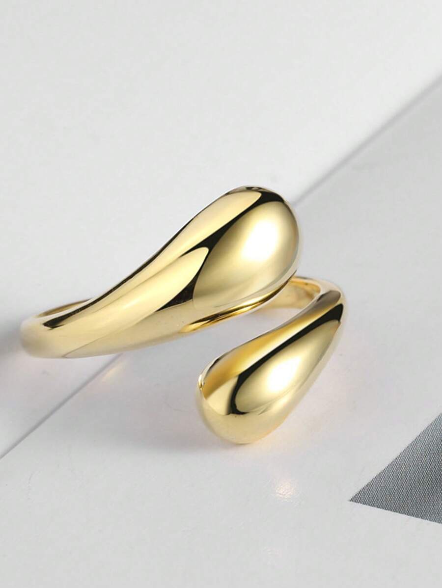 1件女士時尚不鏽鋼可調節開口戒指,多種波浪設計風格,美歐風格,高端感,適合食指,極簡且多用途珠寶,完美禮物