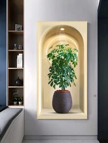 1畫布牆藝術,綠色植物和花卉海報,家居客廳入口牆裝飾,油畫裝飾