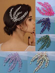 1pc Women's Handmade Purple Crystal Decor Hairband For Party, Prom, Wedding, Princess Birthday Gift Elegant Boho Tiaras. Valentine's Day Accessories - Silver - View 3