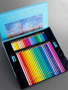48pcs Macaron Color Gift Box Oil Based Colored Pencil Set, And 2 Sharpeners Included, Colorful Drawing Pens Set For Art Sketching And Coloring - Multicolor - View 2