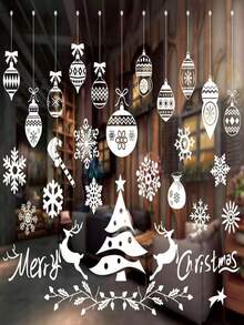 1 Pieza Adhesivo De Pared Y Ventana Blanco De Navidad Impermeable, Removible Y Decorativo, Tamaño Personalizable - Blanco - Ver 5