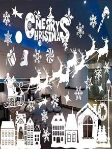 1 Pieza Adhesivo De Pared Y Ventana Blanco De Navidad Impermeable, Removible Y Decorativo, Tamaño Personalizable - Blanco - Ver 3