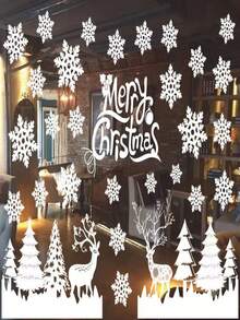 1 Pieza Adhesivo De Pared Y Ventana Blanco De Navidad Impermeable, Removible Y Decorativo, Tamaño Personalizable - Blanco - Ver 1