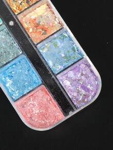 12 色 Opal Aurora 指甲亮粉 1 盒全息彩虹色摩擦粉颜料片 DIY 美甲装饰 - 彩色 - 查看 5