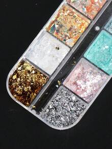12 色 Opal Aurora 指甲亮粉 1 盒全息彩虹色摩擦粉颜料片 DIY 美甲装饰 - 彩色 - 查看 6