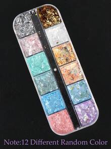 12 色 Opal Aurora 指甲亮粉 1 盒全息彩虹色摩擦粉颜料片 DIY 美甲装饰 - 彩色 - 查看 8