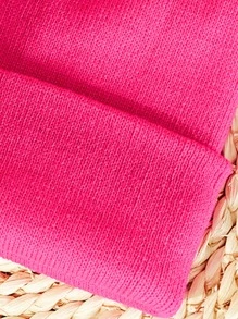 1頂男士實色丙烯酸針織無邊帽，適用於戶外運動和旅行休閒 - 玫紅色 - 查看 3