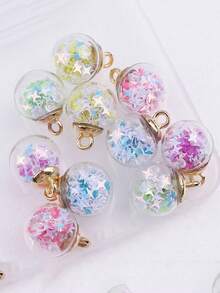 綠色發光玻璃球帶星形diy耳環,項鍊,手機,鑰匙扣裝飾吊飾