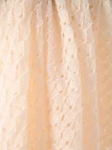 1個女士純色針織空心90的方巾,單色休閒頭巾,時尚披肩適合日常使用 - 杏色 - 查看 3