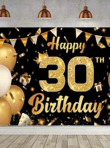 30th Birthday Party Decoration Backdrop Cloth - Gold - View 2