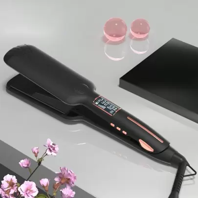 1 pieza Plancha de pelo profesional de placa cerámica ancha con pantalla LCD