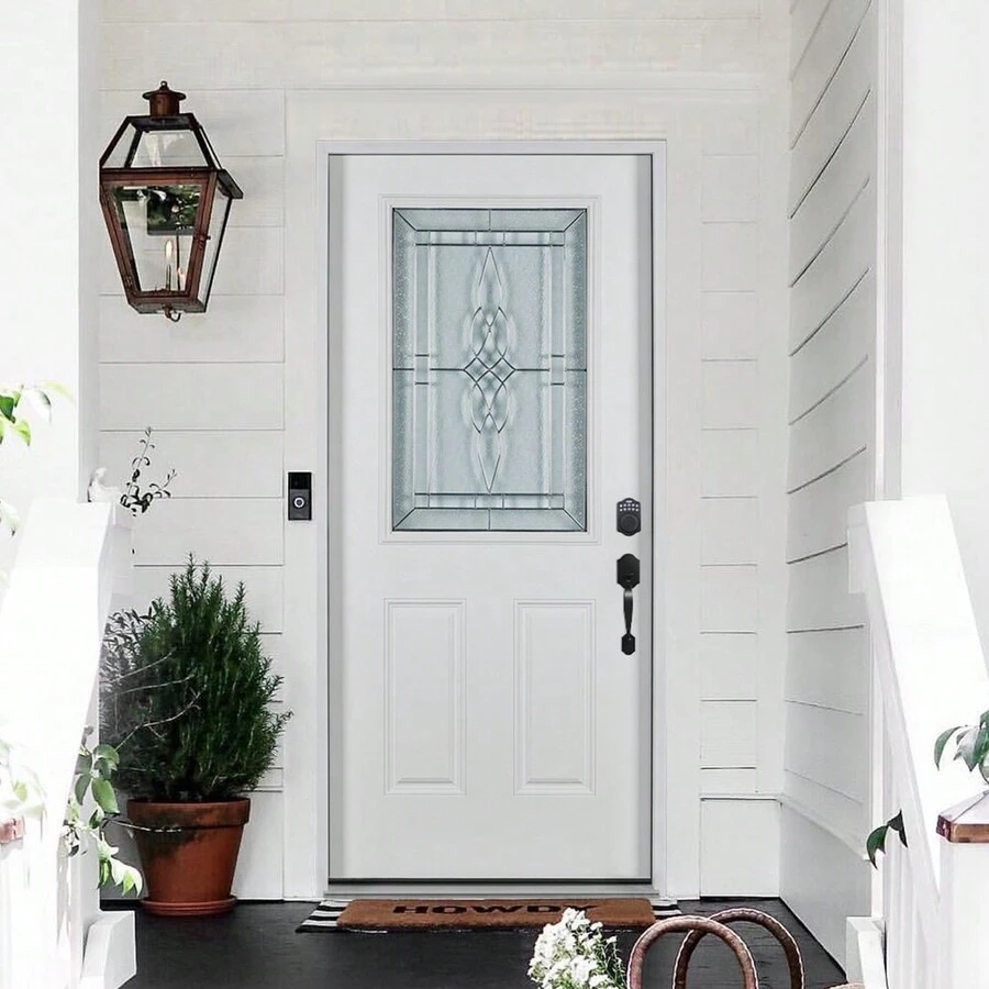 Montary Prehung Exterior Door Fiberglass Entry Door 36" X 80", Front