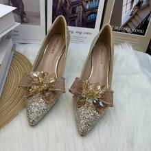 可拆卸式鞋花鞋扣,鞋飾珠寶金屬鑽石珍珠仙女鞋蝴蝶結