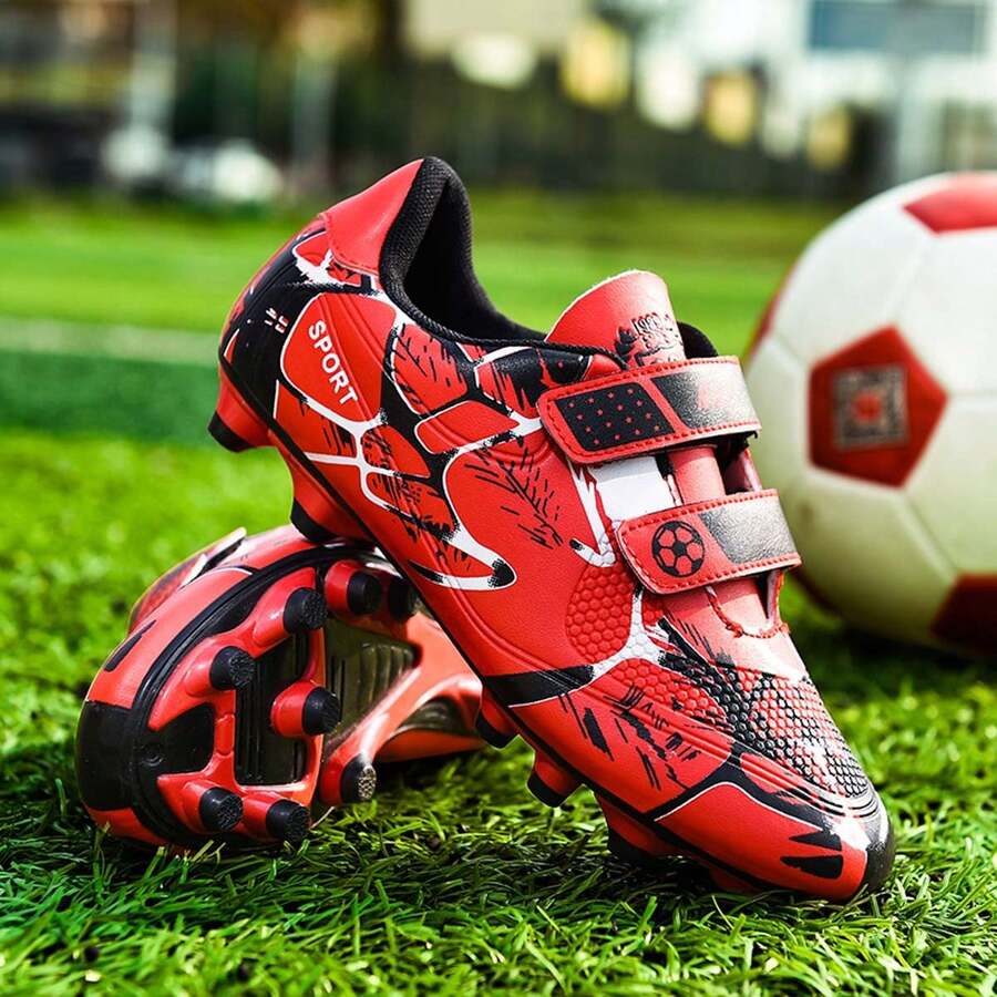 學生戶外足球訓練用輕量透氣經典簡約低幫流行時尚運動鞋-{ronaldo Cleats} - 紅色 - 查看 1