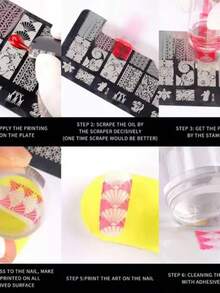 Kit De Placa De Sellos Para Uñas,estampador Y Raspador*2pcs - transparente - Ver 7