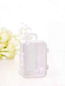 1pc Mini Transparent Luggage Style Jewelry & Hair Accessories Storage Box - White - View 4