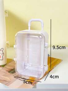 1pc Mini Transparent Luggage Style Jewelry & Hair Accessories Storage Box - White - View 5