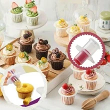 1/2 dụng cụ đục lỗ bánh cupcake, dụng cụ đục lỗ bánh mì và bánh nhựa trang trí bánh - Đỏ - Xem 8