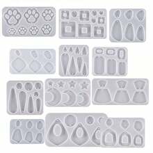 1 pieza Molde de resina de copo de nieve navideño, molde de silicona para colgar, molde de colada de resina, adecuado para decoraciones navideñas, manualidades festivas, adornos de árbol de Navidad DIY - Blanco - Ver 2