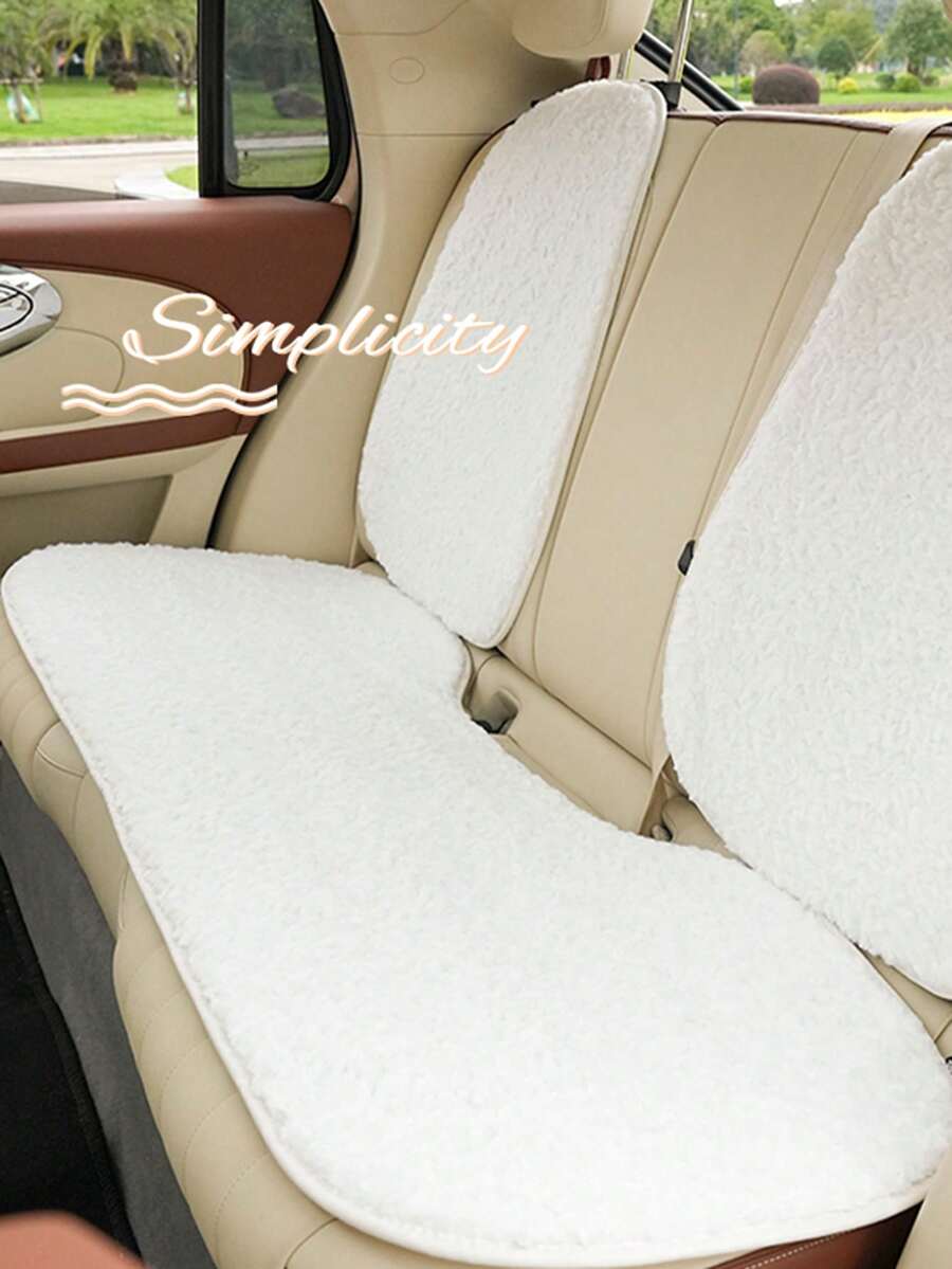 Plush White Fluffy Car Seat Cushion For Rear Seat - White - View 1