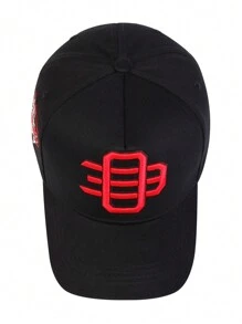 1個男士時尚OE刺繡棒球帽，帶調節帽邊，適合戶外防曬，非常適合春秋旅行、沙灘派對和街頭