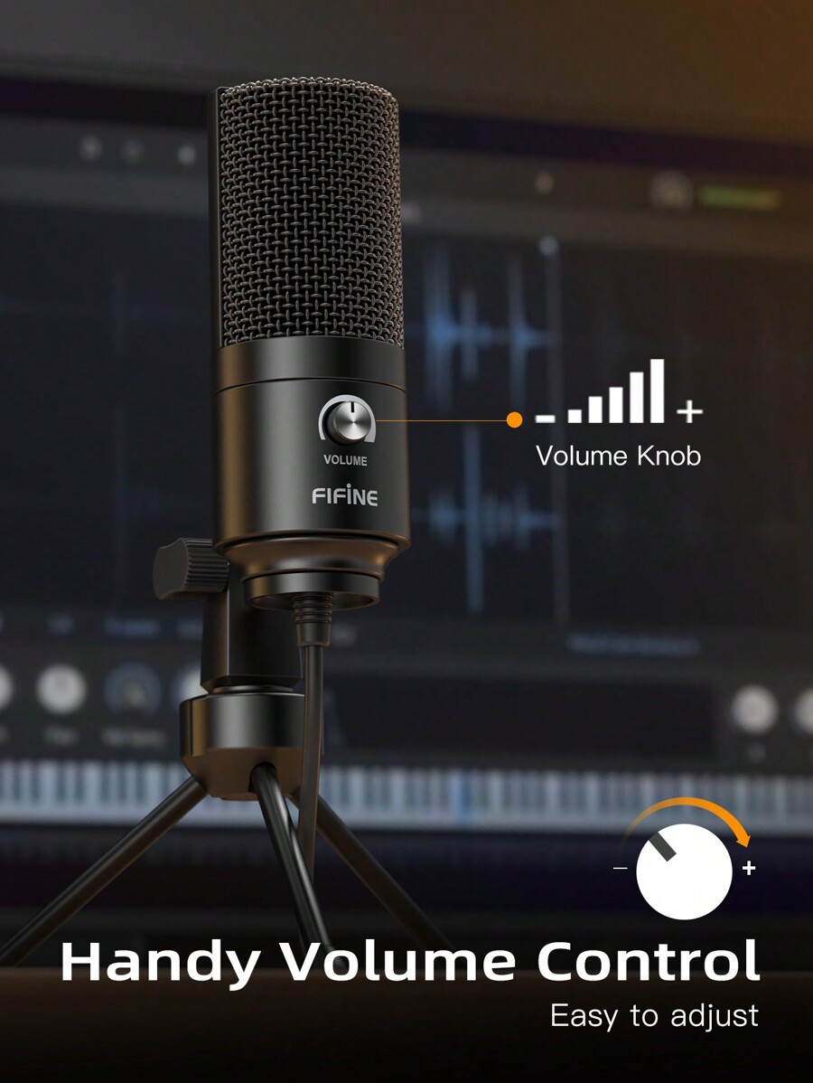 FIFINE K669B Condenser USB Microphone, Recording Mic with Gain Control