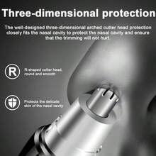 1個電動鼻毛修剪器,專業無痛男女鼻耳毛修剪器,防水不銹鋼刀頭,雙邊剃刀,安靜高效,電池操作,易於清潔