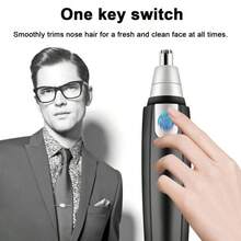 1個電動鼻毛修剪器,專業無痛男女鼻耳毛修剪器,防水不銹鋼刀頭,雙邊剃刀,安靜高效,電池操作,易於清潔