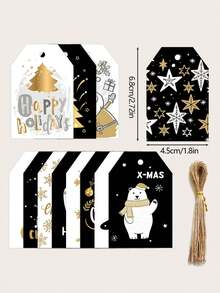 48pcs Random Christmas Themed Small Creative Cute Greeting Card Mini Gift Card For Cake, Gift, Message, Wish - Multicolor - View 5