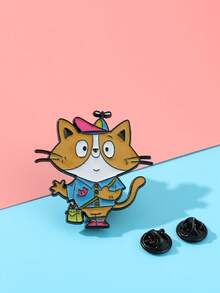 1個可愛的貓形胸針,適用於時尚外套、背包和帽子 - 給貓愛好者的完美禮物,卡通可愛貓形金屬胸針徽章袋飾品,搪瓷胸針 - 可愛小貓胸針適用於背包、服裝、珠寶等各種物品