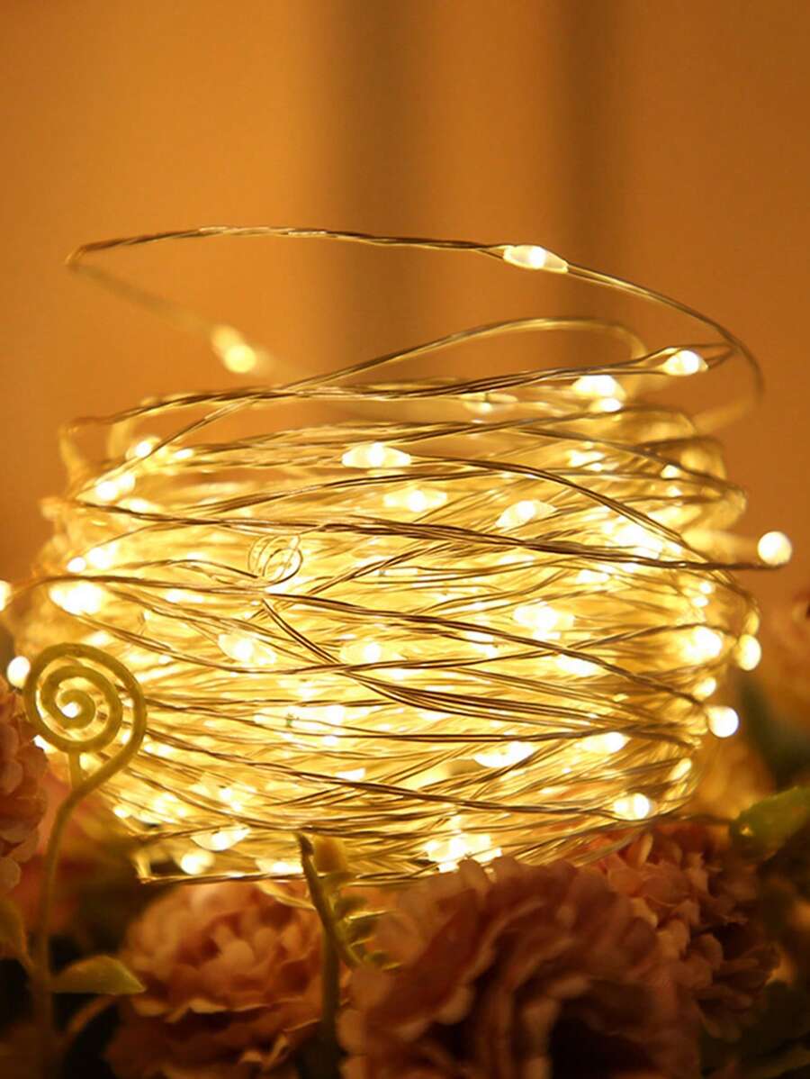 1 包 9.8 英尺 30 个 LED 窗帘灯，电池供电的户外童话窗帘灯，萤火虫星月灯，窗户壁挂窗帘灯串，适用于卧室背景婚礼派对室内圣诞装饰（暖白色），户外花园照明，适用于小径、庭院、露台 - 金色 - 查看 1