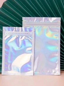 50 piezas Bolsa de regalo con diseño láser reflectante, bolsas reutilizables de varios tamaños con diseño de arcoíris láser, adecuadas para bolsas de dulces para pequeños negocios y bolsas con cierre automático para exhibir muestras, bolsas de regalo navideñas
