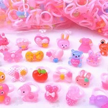 24 Uds. Anillos De Dibujos Animados Para Niños, Estilo Aleatorio, Juguete De Joyería De Resina Con Estampado De Princesa, Juego De Regalo Hecho A Mano Para Niñas - Multicolor - Ver 4