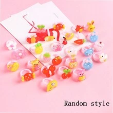 24 Uds. Anillos De Dibujos Animados Para Niños, Estilo Aleatorio, Juguete De Joyería De Resina Con Estampado De Princesa, Juego De Regalo Hecho A Mano Para Niñas - Multicolor - Ver 2