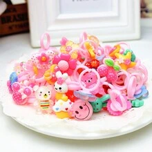 24 Uds. Anillos De Dibujos Animados Para Niños, Estilo Aleatorio, Juguete De Joyería De Resina Con Estampado De Princesa, Juego De Regalo Hecho A Mano Para Niñas - Multicolor - Ver 3