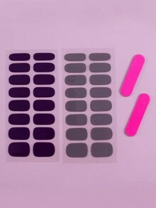 2 Tấm 32 Chiếc Bán Chữa Uv Gel Móng Tay Nghệ Thuật Keo Dán Kem Phong Cách Full Cover Với 2 Chiếc Dũa Móng Tay miếng Dán Móng Tay DIY - Nhiều màu - Xem 3