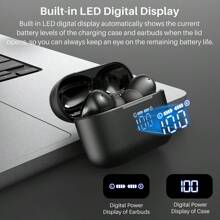 TOZO T20 Wireless Earbuds Bluetooth Headphones 48.5 Hrs Playtime With LED Digital Display, IPX8 Waterproof, Dual Mic Call Noise Cancelling 10mm Broad Range Speakers With Wireless Charging Case Black - 黑色 - 查看 2