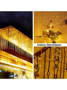 Bright Christmas Waterfall Led Christmas Lights 10m Waterfall With 500 LEDS Christmas Decorative Lights - 黃色 - 查看 9