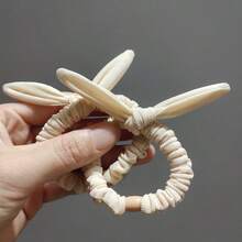 2 件装女士时尚兔耳发带，适合日常使用，可调节草绿色和米色发带发饰