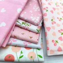 8片母亲节粉色棉质印花布，适用于制作被子、娃娃衣服、DIY工艺品、情人节、派对装饰、手工创意缝纫面料 - 彩色 - 查看 8